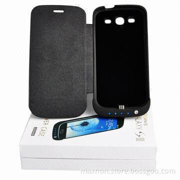 3200mAh power bank case for Galaxy S3/i9300, with screen protector leather and kick stand